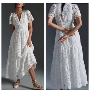 Maeve Anthropologie Somerset Maxi White Eyelet Dress Small